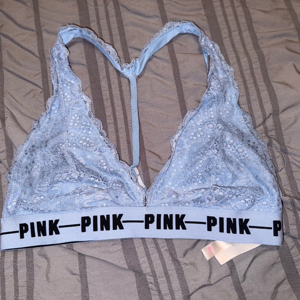 PINK Victoria's Secret Light Blue Lace Bralette